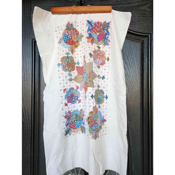 Vintage 90s quilted stitch pillowcase 1 single sham - Picture 3 of 4